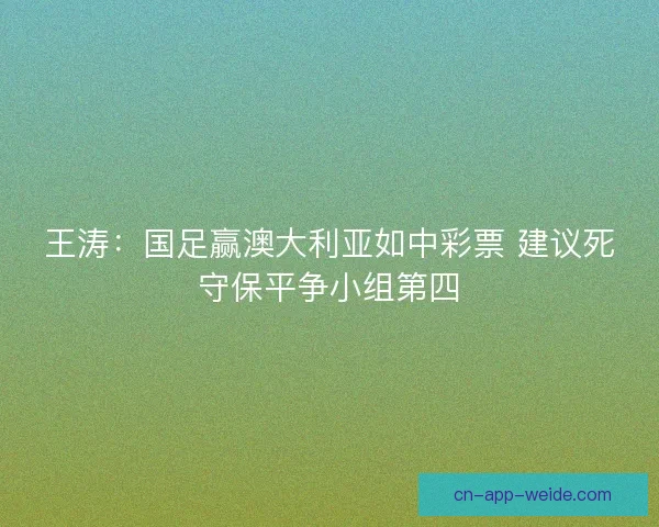王涛：国足赢澳大利亚如中彩票 建议死守保平争小组第四